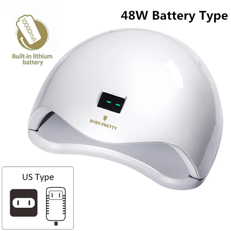 48W Battery White Сушилка для ногтей BORN PRETTY, СВЕТОДИОДНЫЙ УФ-светильник для ногтей, USB лампа для маникюра, ЖК-дисплей, сушка, Гель-лак для ногтей, инструмент для дизайна ногтей - Цвет: 48W Battery White