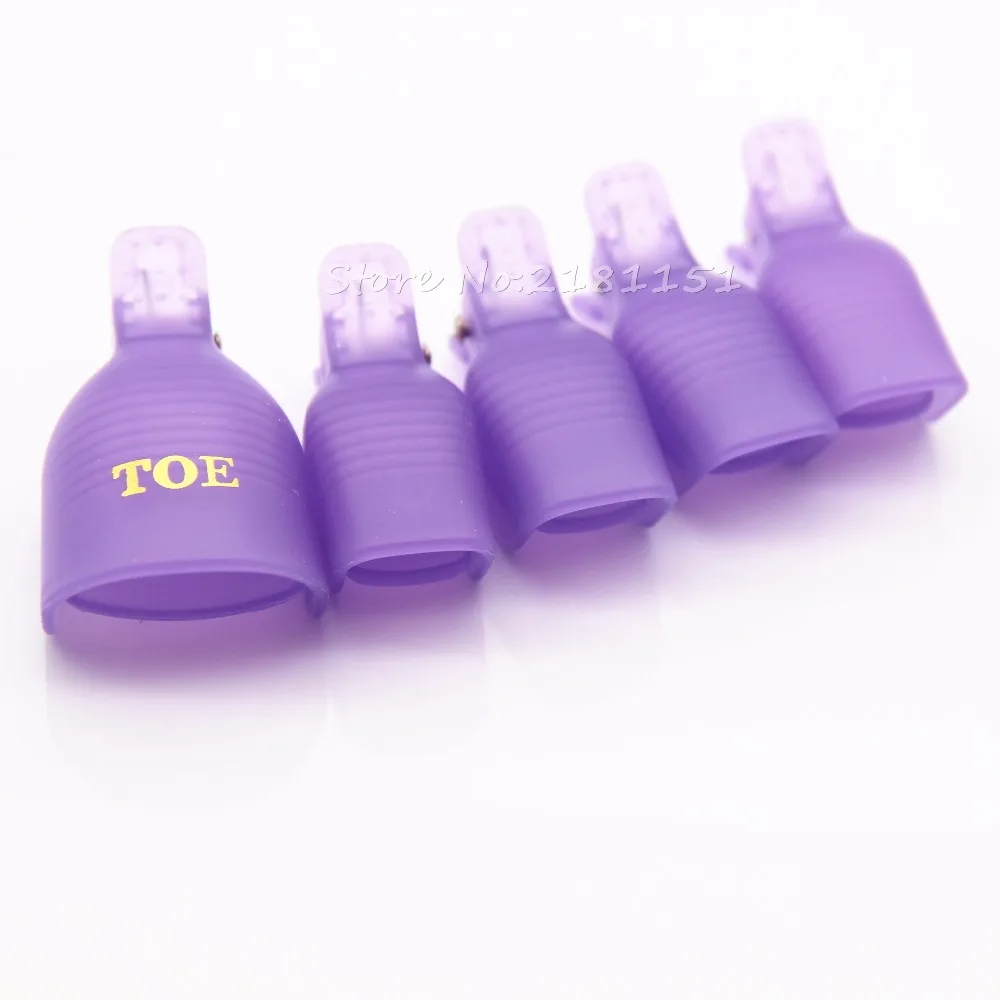 

New 5Pcs Toenail Soak Off Clip Caps Gel Nail Art Tips Reusable Clamp Remover