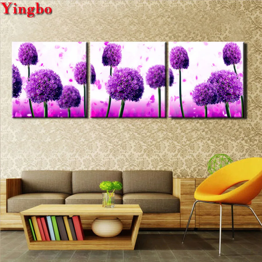 

diy diamond Painting dandelion mosaic painting 5d cross stitch 3pcs/set diamond embroidery flower full square round drill 5d art