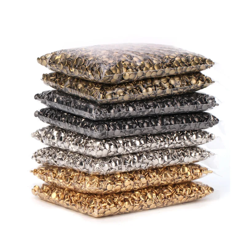 

100sets 6mm/7mm/8mm/9mm/10mm/12mm Metal Double Cap Rivets Studs Round Rivet for Leather Craft Bag Garment Shoes Pet Collar Decor