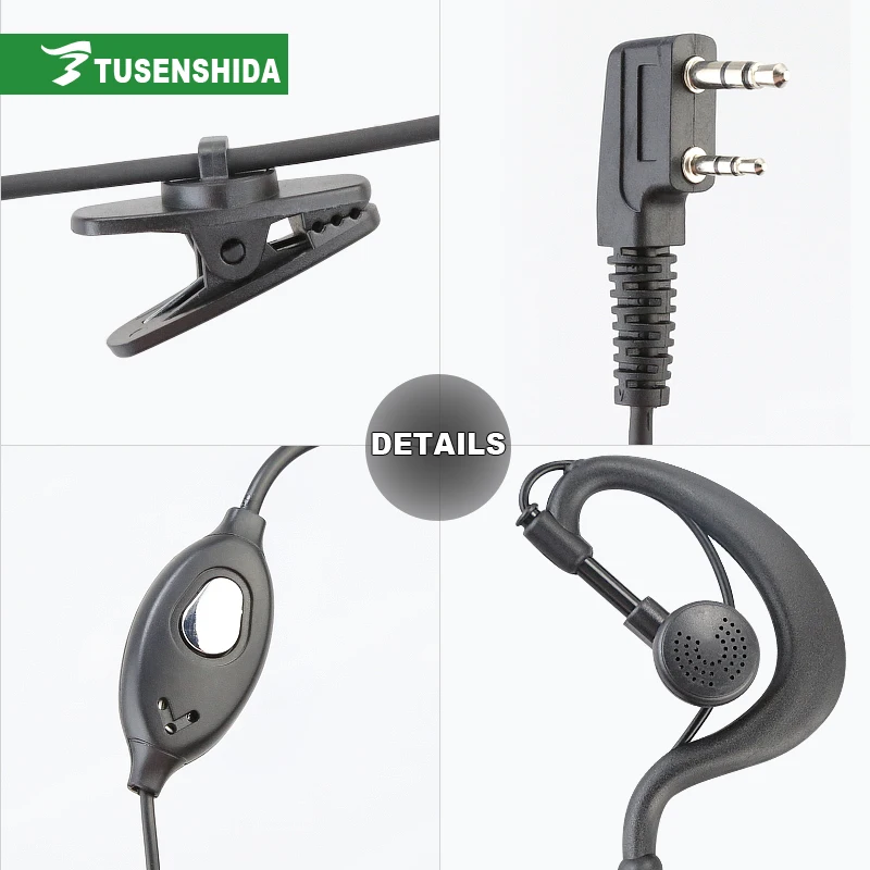 Портативная рация черные наушники 2 контактный К тип приемопередатчик гарнитура