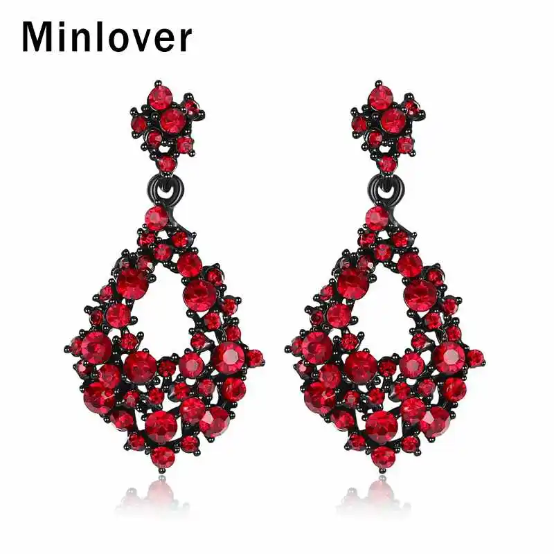 Массивные черные хрустальные висячие серьги Minlover для женщин европейские