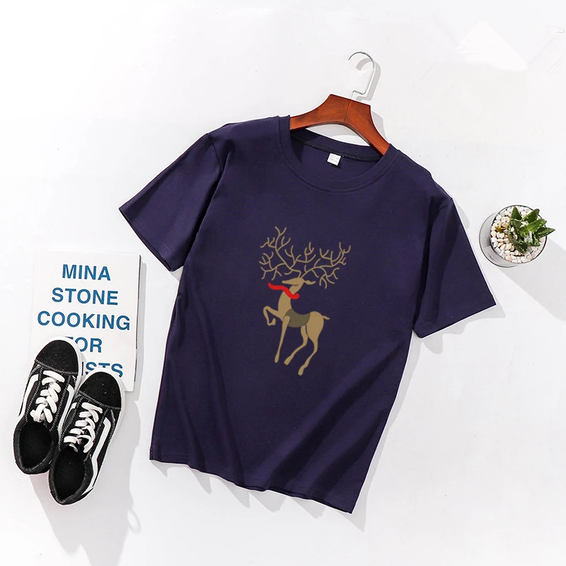 Женская футболка с коротким рукавом Повседневная Свободная круглым вырезом