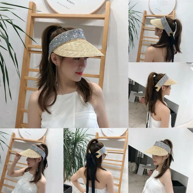 Шляпа Соломенная женская летняя повседневная со стразами|Женские пляжные шляпы|