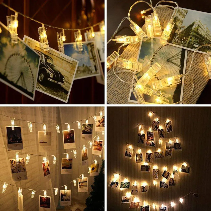 

1.5M 3M 6M Photo Clip Holder LED String lights Battery Powered Christmas New Year Party Wedding Ramadan Decoration Fairy lights