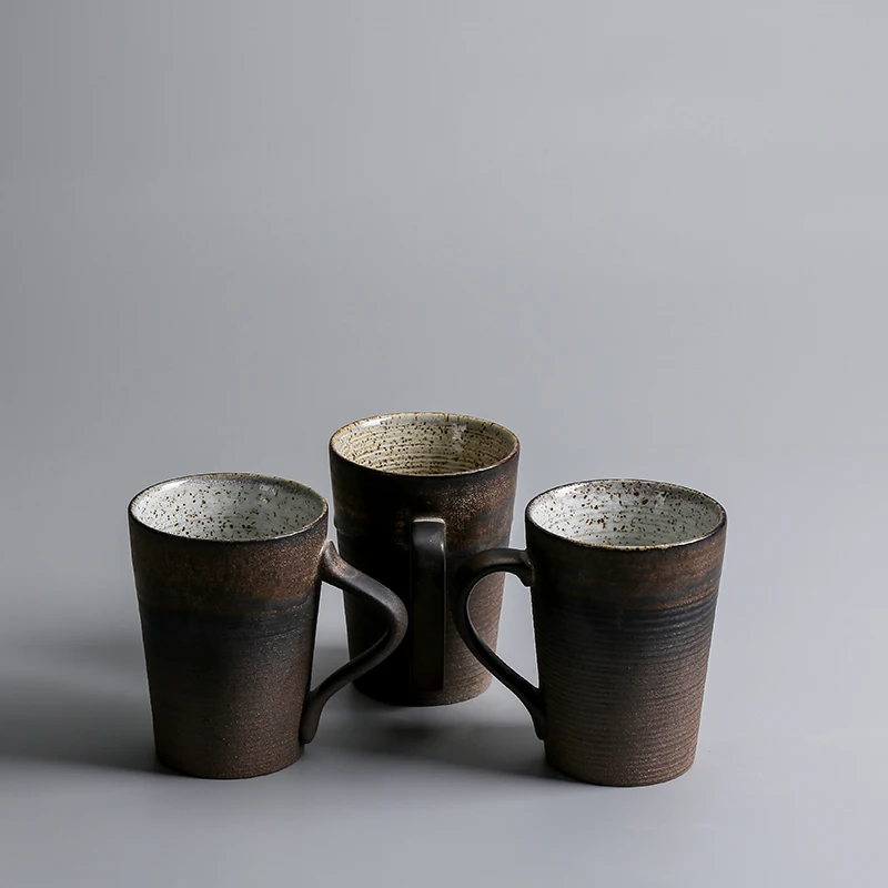 

390ml Vintage Ceramic Rust Glaze Coffee Mug Japanese Style Coarse Pottery Cup Office Tea Cup Breakfast Coffee Mug Home Decor New