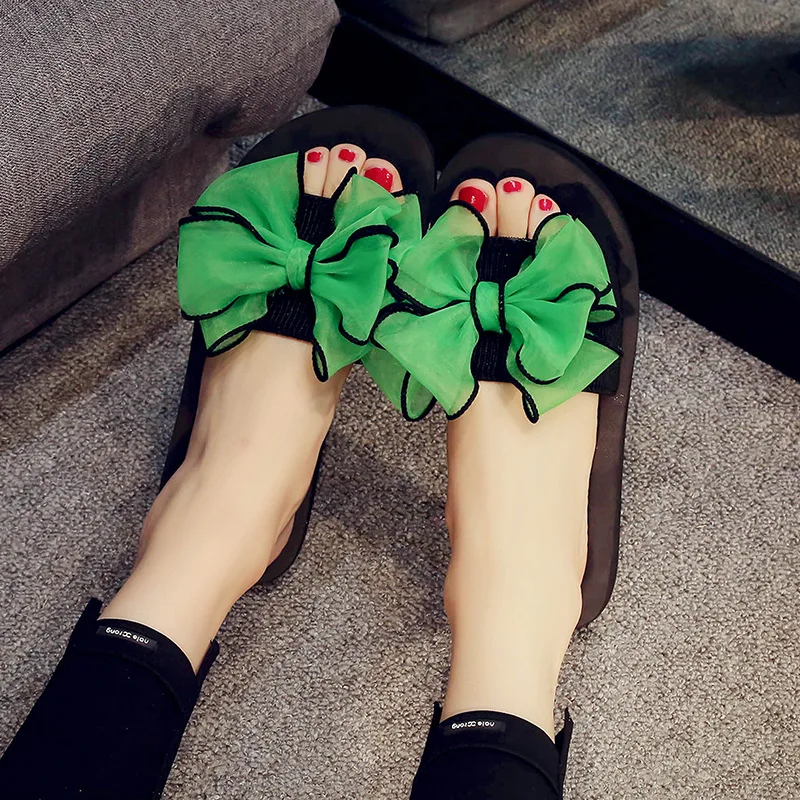 Женские сандалии желе с бантом плоская подошва туфли шлепанцы|Тапочки| |