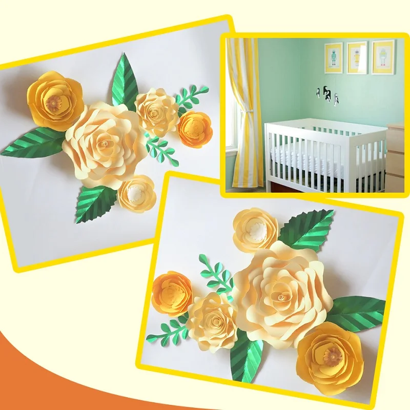 Ручной работы Cardstock роза DIY бумажные цветы листья набор для свадьбы и события