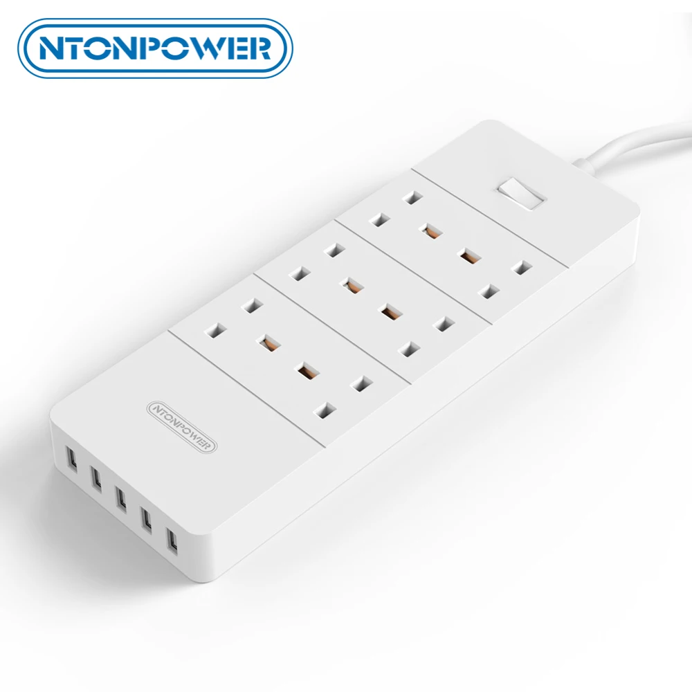 NTON power HPC USB защита от перенапряжения, удлинитель, розетка с британской вилкой, 6 розеток переменного тока, 5 разъемов USB Smart для зарядки, 1,5 м, удлинитель, шнур питания