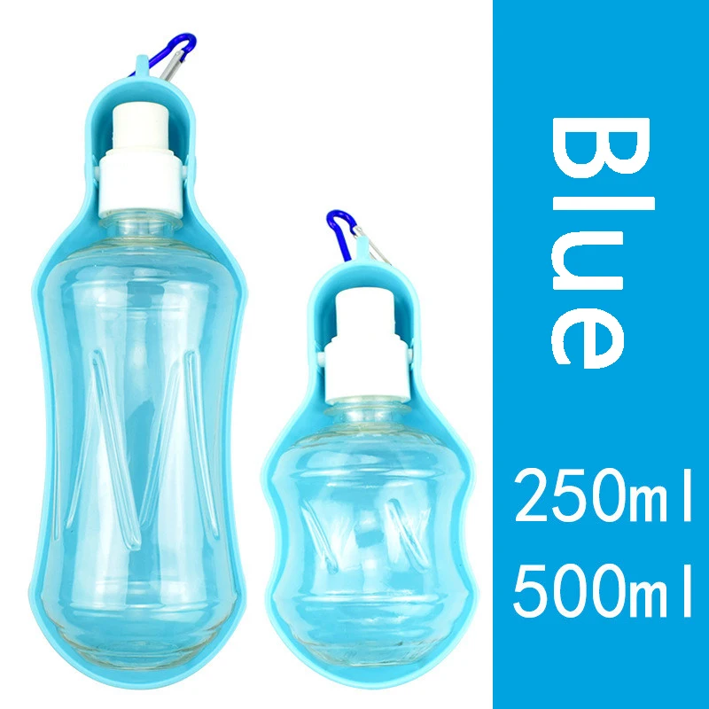 B Blue 250 мл/500 мл бутылки для воды для домашних животных, собак, кормушки с миской, портативные для путешествий, для домашних животных, для улицы, бутылки для питья для маленьких и средних собак - Цвет: B Blue