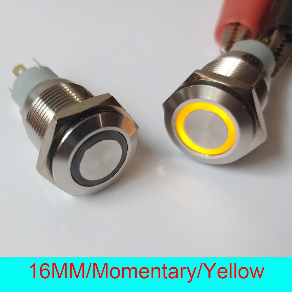 Водонепроницаемый мгновенный металлический кнопочный переключатель 24 В