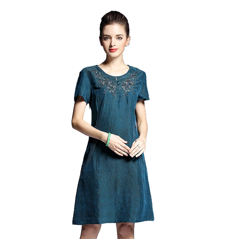 Дорогое женское шелковое платье модель 4XL 100% Брендовое летнее свободное