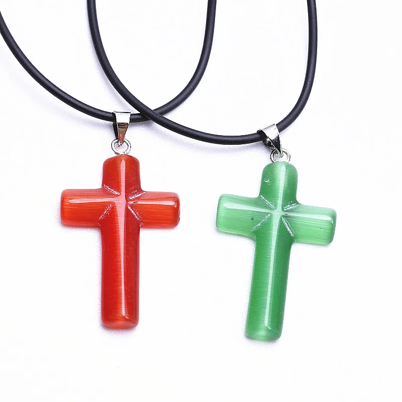 8 шт. смешанных цветов крест лэмпворк стекло кулон ожерелье Модные Ювелирные