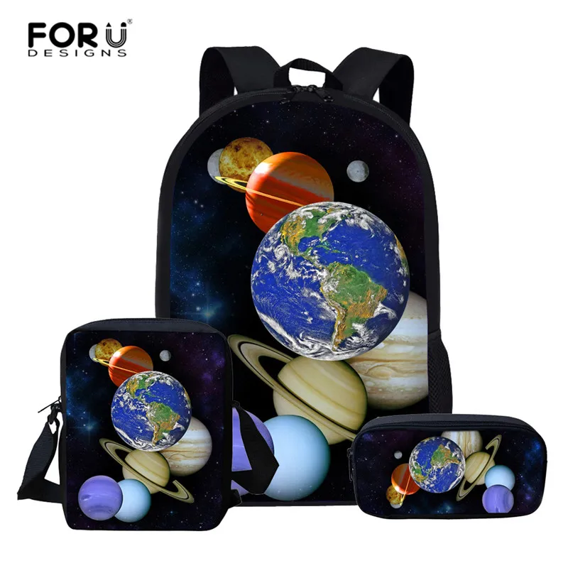 Детские школьные ранцы FORUDESIGNS для девочек, рюкзак с планетами и галактикой для начинающих ходить детей