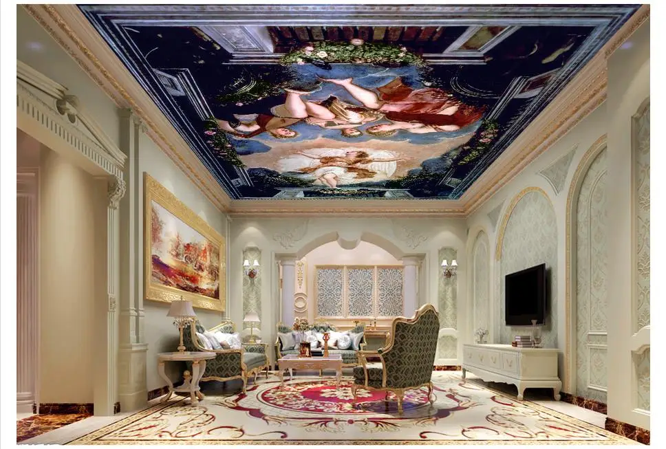 Пользовательские фото обои 3d потолочные фрески Ангел 3D вид вверх Зенит роспись