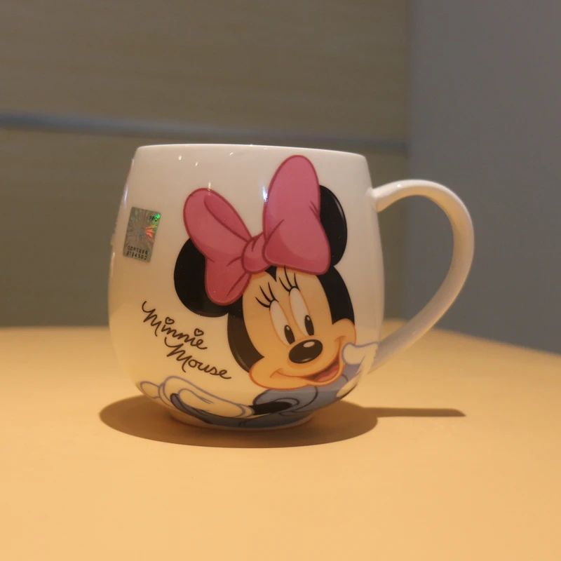 300ml Minnie 300 мл-400 мл детская чашка для воды, кружка Мультяшные стаканчики для воды для мальчиков и девочек кружки для офиса и дома Микки и Минни Маус керамическая чашка - Цвет: 300ml Minnie