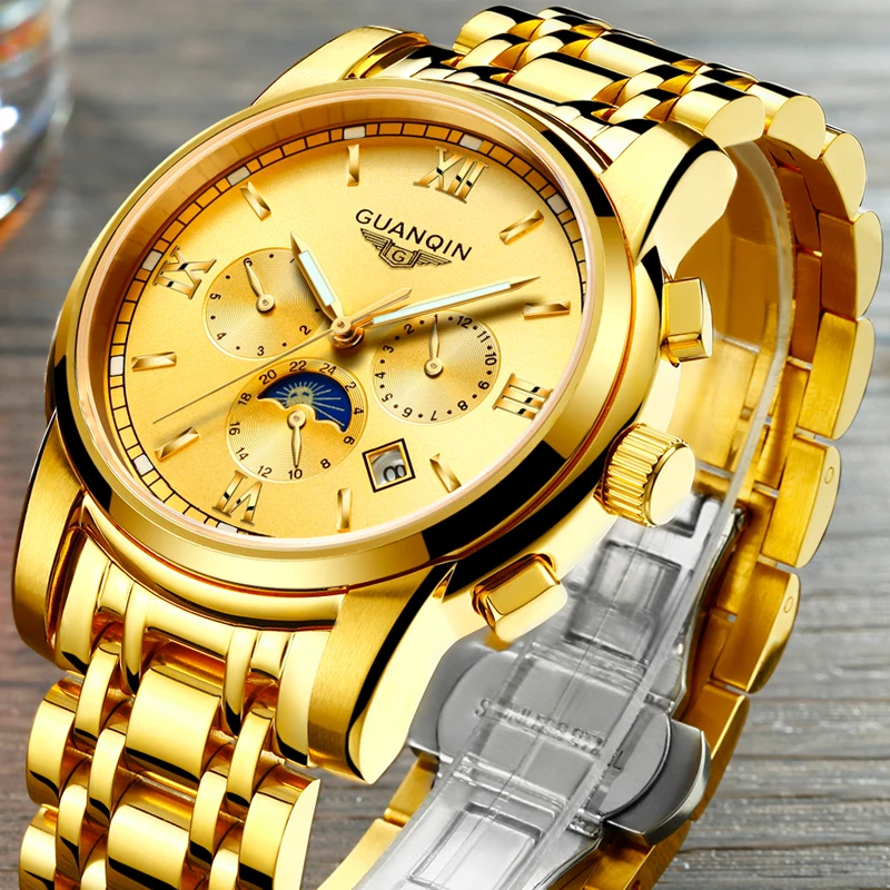Relogio Masculino GUANQIN 2017 Brand Tourbillon Automatic Watch Luxury Men Business Stainless Steel Mechanical Wristwatch A | Наручные