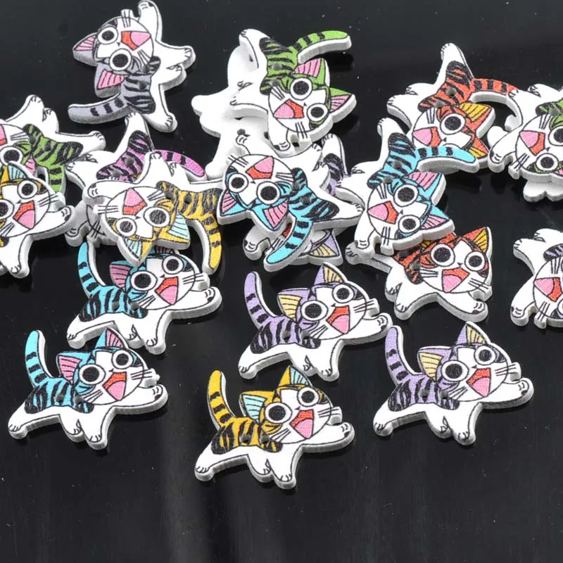 Смешанные 2 отверстия кошечка для шитья деревянные пуговицы и аксессуары