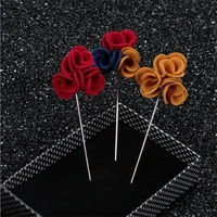 wholesale brooch 5pcslot three corsages color mixed fabric brooch flower brooch men lapel pins for women wedding