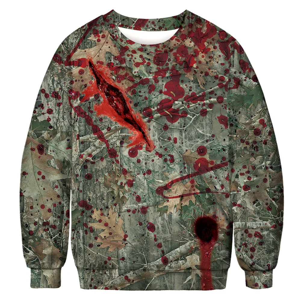 

3D Blood Wound Print Sweatshirt Men Women 2019 Fashion Halloween Costume Harajuku Hip Hop Sweatshirts for Men Sudadera Hombre