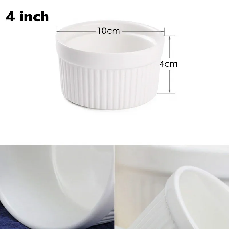 4 inch 10x4cm Porcelaine Ramekins, керамическая чашка для суфле, форма для пудинга, форма для выпечки маффинов, 6 шт. в упаковке - Цвет: 4 inch 10x4cm