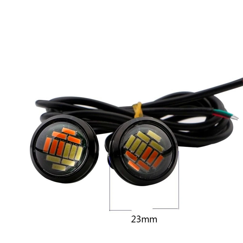 4 шт. 23 мм Светодиодная лампа двойного цвета белый/янтарный 4014 12 SMD Eagle Eye