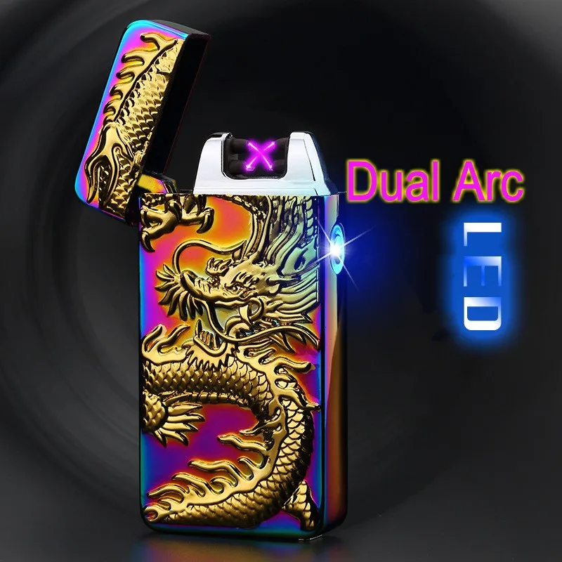 3D краска USB зарядка двойная дуговая Зажигалка Ветрозащитная электрическая