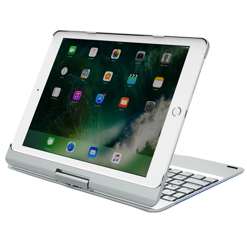 Роскошные 360 вращающийся алюминиевый сплав чехол для Apple iPad Pro 9,7 /iPad Air/Air 2 Беспроводной покрытие клавиатуры Bluetooth+ ручка+ защитная пленка на экран