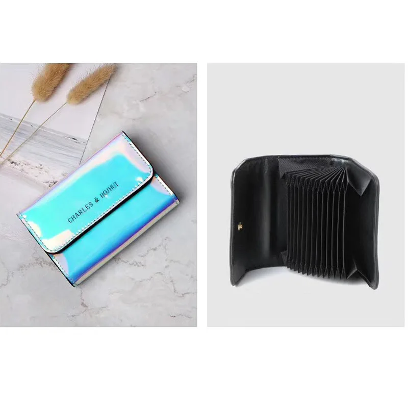 

New Arrivals Women Laser Holographic Wallets 12 Bits Card Holder Coin Purse Small Card Wallet Women Credit Card Holder Cartera