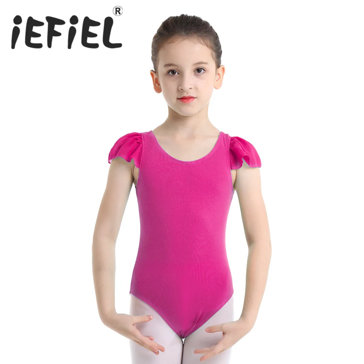 IEFiEL/Детские хлопковые балетные платья для занятий гимнастикой с гофрированными