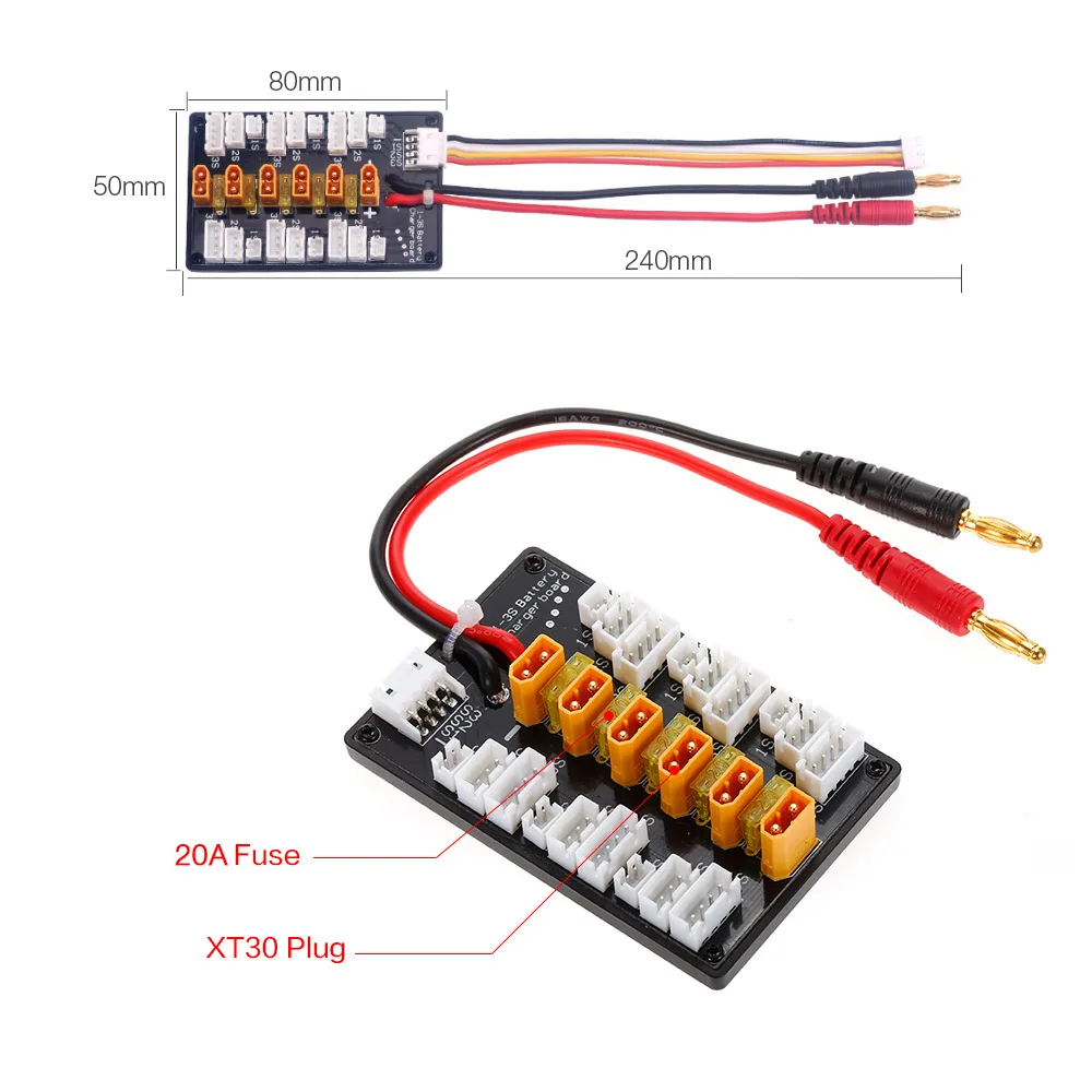 Плата для зарядки 1S 2S 3S 20A XT30 Plug Lipo параллельная зарядная плата IMAX B6 зарядное