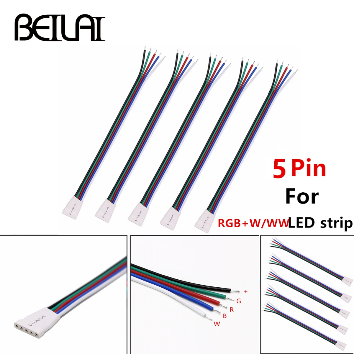4pin 5pin RGB Светодиодная лента Разъем бесплатная сварка для SMD 5050 Гибкие Огни