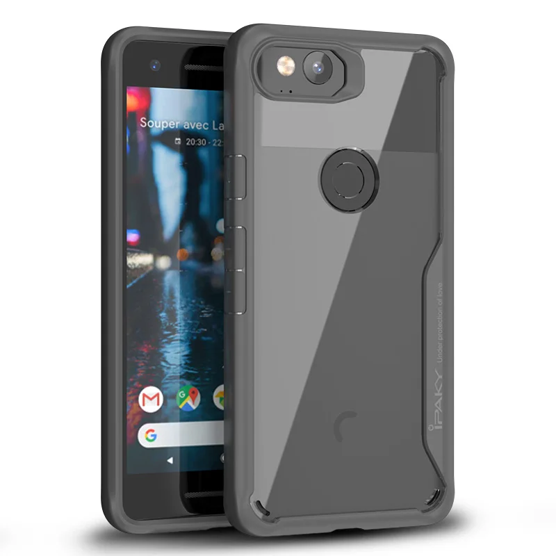 Gray Для Google Pixel 2 Чехол IPAKY Pixel 2 XL силиконовый акриловый Гибридный противоударный Прозрачный чехол для Google Pixel 2 XL чехол - Цвет: Gray