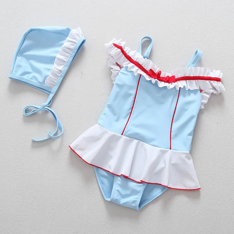 Летний Цельный купальник для маленьких девочек с оборками сексуальный милый