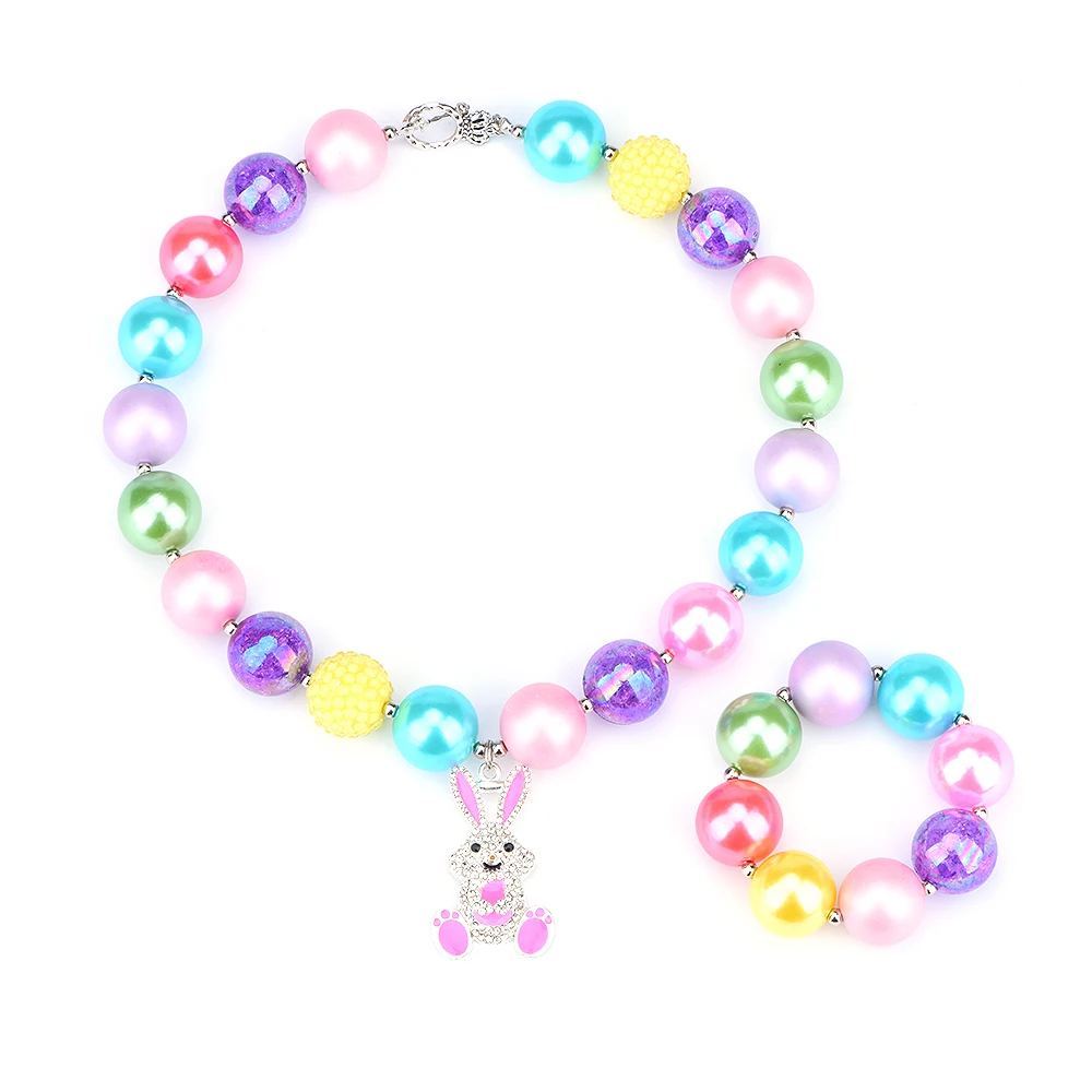 Ожерелье и браслет в виде кролика для девочек пасхальные конфеты массивная