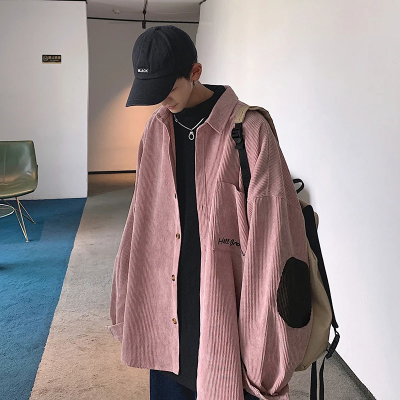 Мужская Вельветовая рубашка с длинными рукавами Повседневная Свободная в