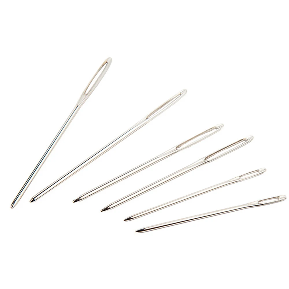 Large Eye Needles Sewing Accessories Sweater Yarn with Bottle 9pcs Crochet Hook Handle Stainless Steel Cross Embroidery Knitter