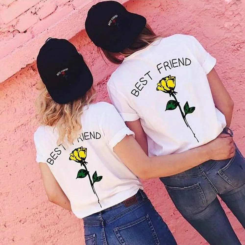 Женская футболка с принтом Best Friend белая Повседневная большого размера 5XL лето 2019 |