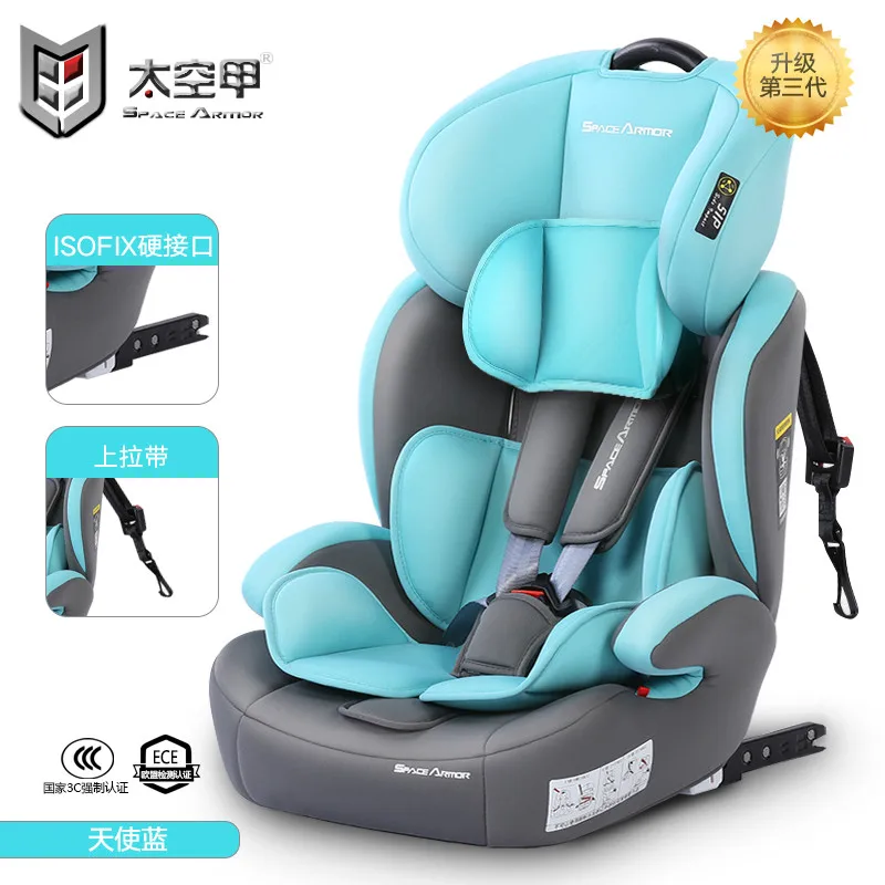 Детское автокресло Isofix двойной Интерфейс детское безопасное сидение От 0 до 12 лет Портативный автокресло 5-точечный ремень безопасности восемь регулировкой по высоте - Цвет: Green ISOFIX