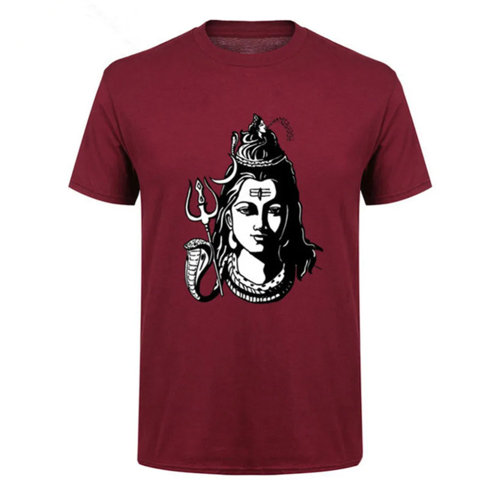 Забавные индуистские футболки Shiva The God мужские с короткими рукавами и круглым