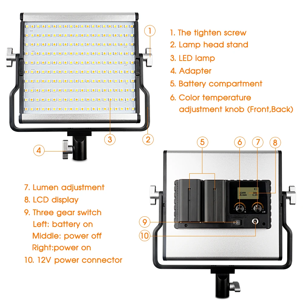 Spash L4500 портативный светодиодный видеосъемка двухцветная 3200 K-5600 K приглушаемая