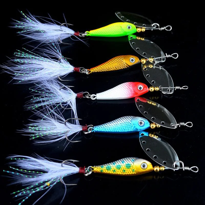 Рыболовная приманка ложка с крючком из перьев вращающаяся блесна 16 5 г