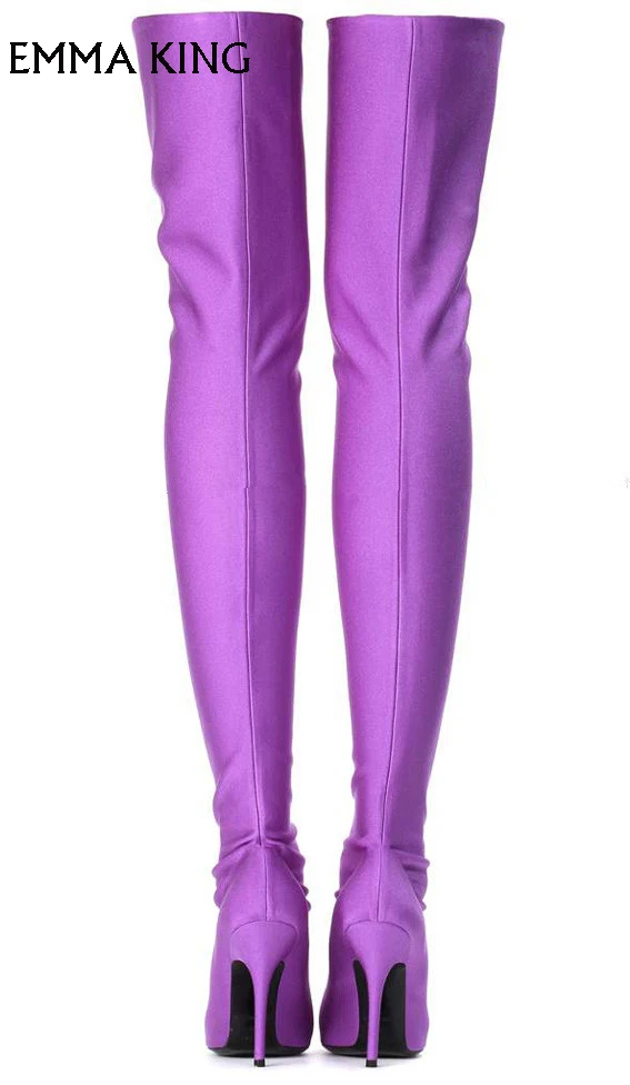 Luxury Trendy Thigh High Over Knee Boots Woman Fashion Slip-On Stiletto Botas Mujer 2019 New Party Shoes Heels Ladies | Обувь