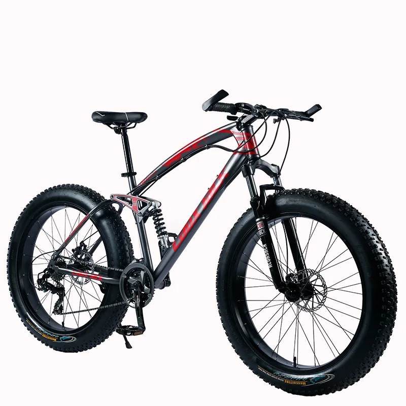 LAUXJACK Горный велосипед Фэтбайк велосипед 26" х 4.0 колеса SHIMANO 24 скорости двухподвесная система амортизации стальная рама Fatbike