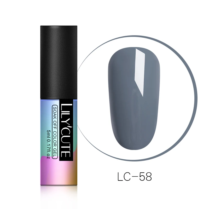 LC-58 LILYCUTE зеленый УФ-гель для ногтей Vernis полуперманентный дизайн ногтей украшение чистый Гель-лак для маникюра дизайн ногтей 5 мл - Цвет: LC-58
