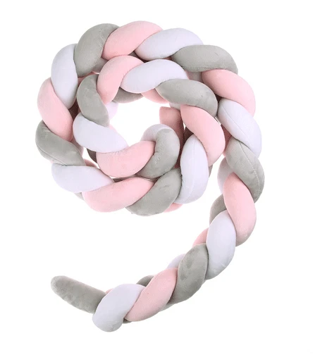 pink white grey Нордическая длинная плетеная Подушка, хлопковые повязки с узлом, подушка, декоративная подушка для дивана, детский бампер, детская кроватка, защита для детской комнаты, декор 1,5 м - Цвет: pink white grey
