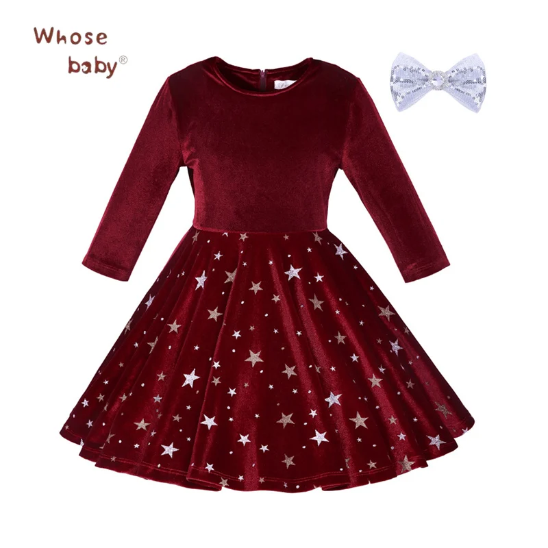 2018 New Year Girls Dresses Velvet Star Kids For Girl Princess Christmas Infant Party Costume Winter Children Clothing | Детская одежда