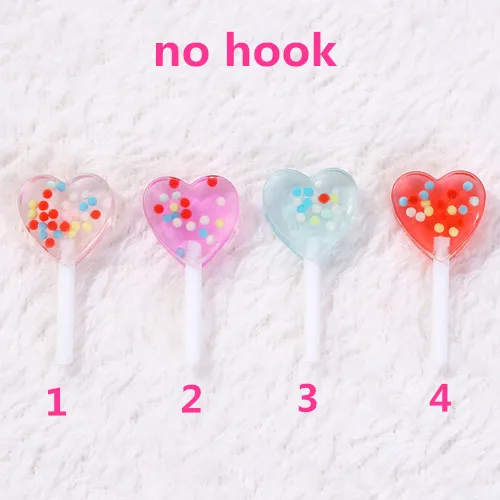 no hook 16 шт./лот 18,5*39 мм леденец амулеты прозрачные формы сердца блеск Конфета из смолы аксессуары для ювелирных изделий Diy - Окраска металла: no hook