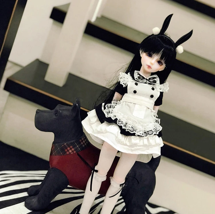 D01-P352 детская игрушка ручной работы 1/6 дядя аксессуары для куклы BJD/Sd Одежда с изображением кролика «Банни»; платье-передник горничной 5 шт./компл