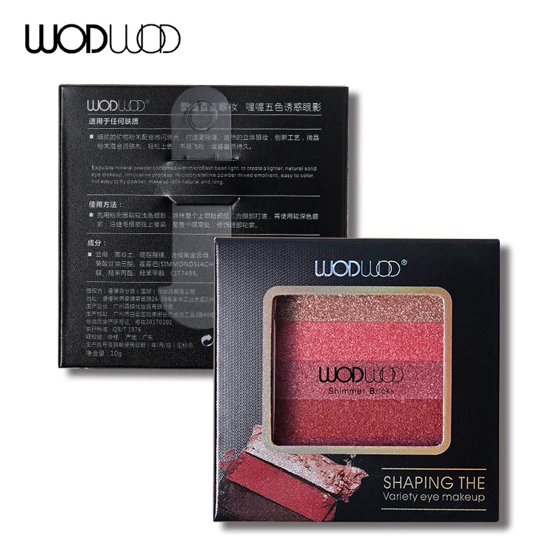 WODWOD 5 цветов черные тени для век матовые мерцающие кирпичи минеральный телесный